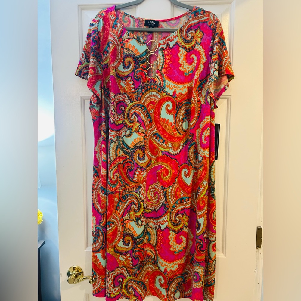 NWT: MSK Colorful Paisley Dress